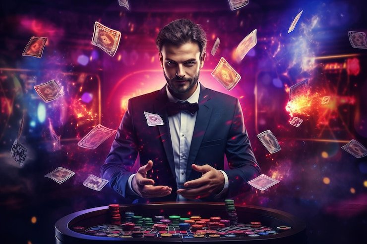 Baccarat betting chips and card dealing sequence during live gameplay